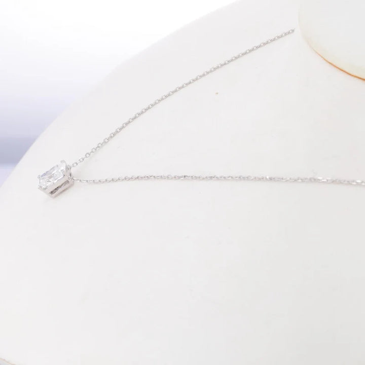 6*8mm Radiant Cut Moissanite Necklace in 14K Solid White Gold