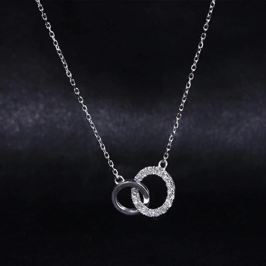 Diamond Ring Necklace in Solid 18K White Gold
