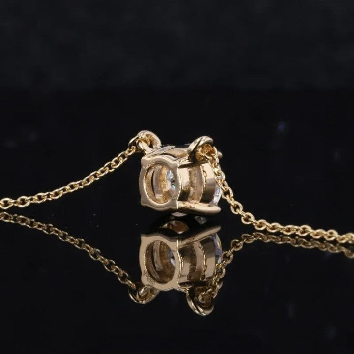 5mm Round Cut Moissanite Pendant Necklace in 10K Solid Yellow/White Gold