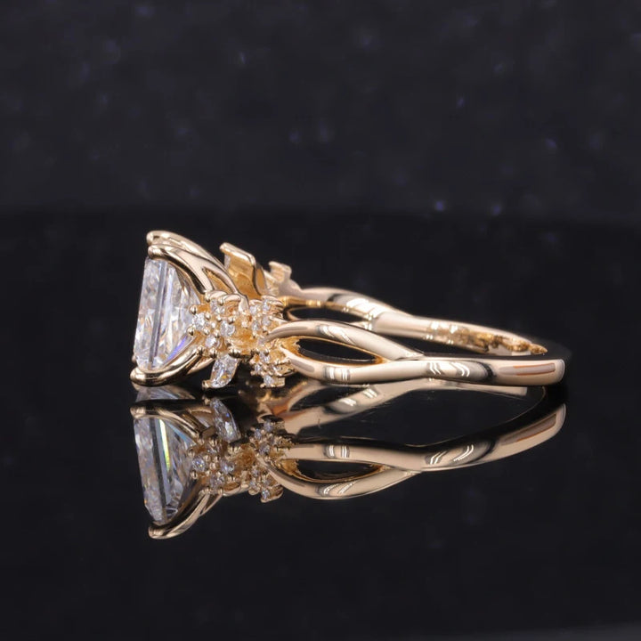 3.00ct Princess Cut Lab-Grown Diamond Vine Twist Ring in Yellow Gold