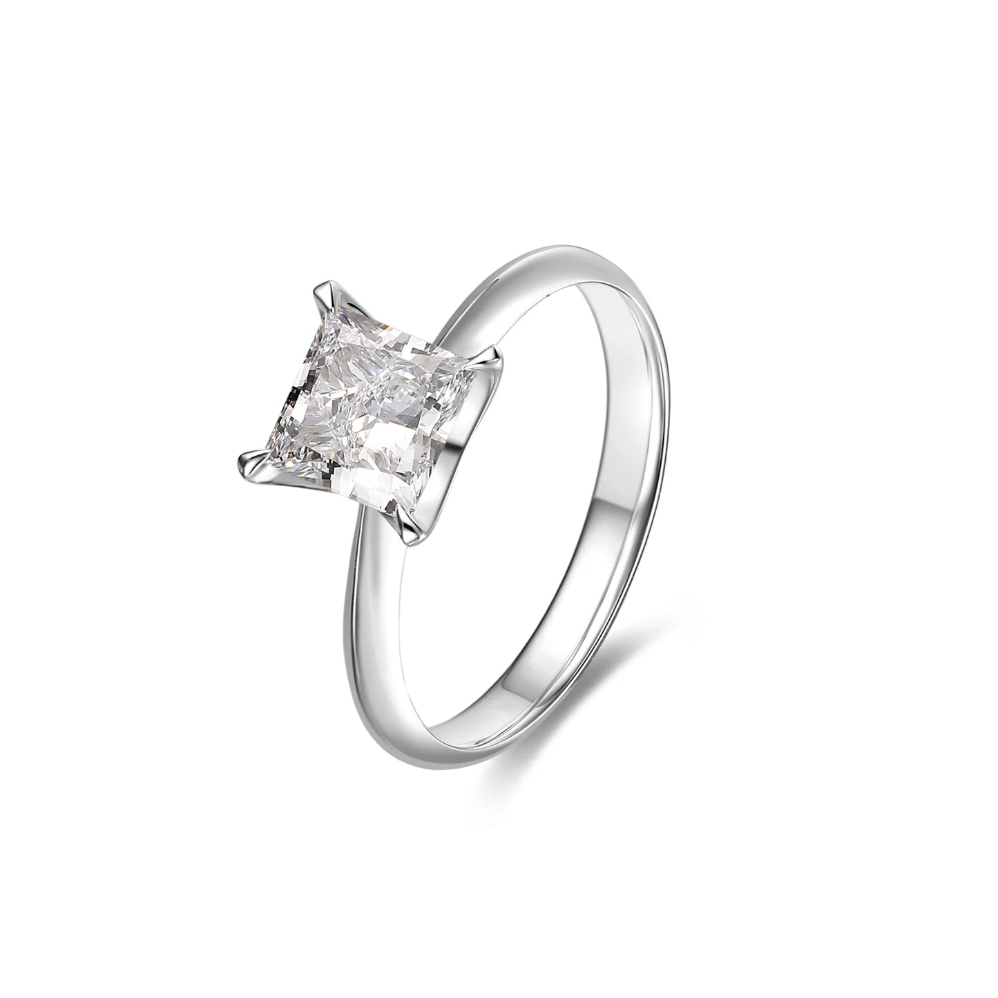 1.00ct Princess Lab-Grown Diamond Solitaire Ring with Claw Prongs in White Gold