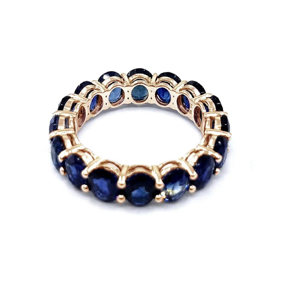 6.76ctw Oval Natural Madagascar Sapphire Full-Eternity Band Ring in 18K Yellow/White/Rose Gold