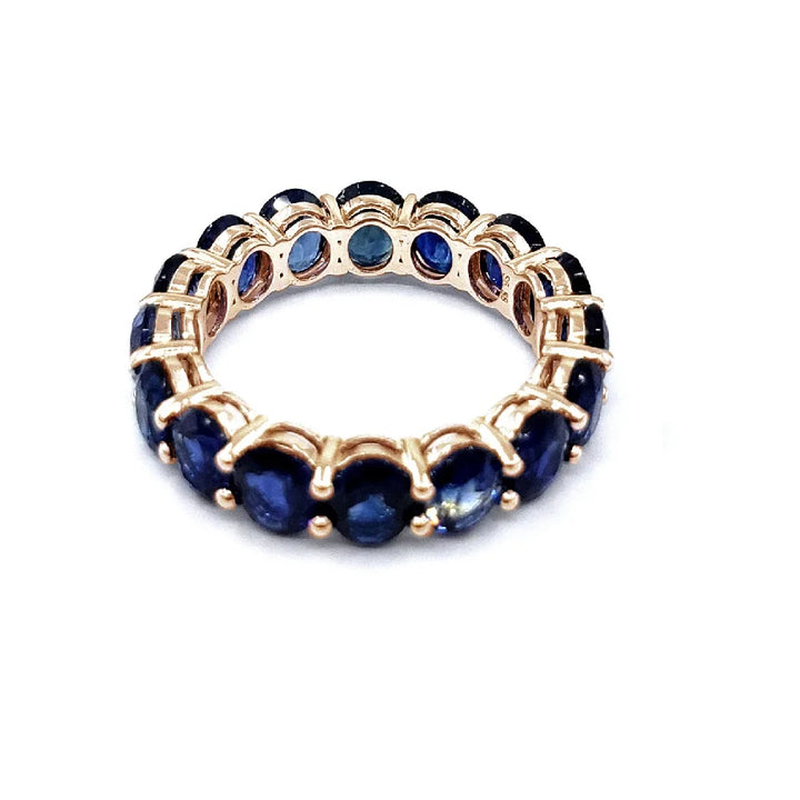 6.76ctw Oval Natural Madagascar Sapphire Full-Eternity Band Ring in 18K Yellow/White/Rose Gold