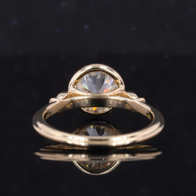 8.5mm Old European Round Cut Moissanite Solitaire Vintage Style Ring in 10K Solid Yellow Gold
