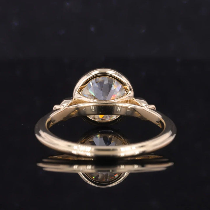 8.5mm Old European Round Cut Moissanite Solitaire Vintage Style Ring in 10K Solid Yellow Gold