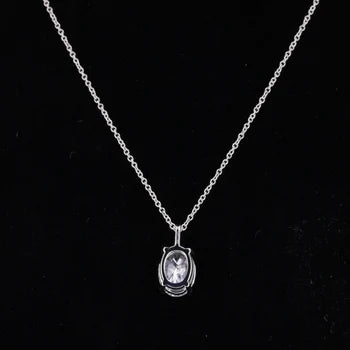 6.5x8.5mm, 1.50ct Oval Cut Lab-Grown Diamond Pendant Necklace in 18K Solid White Gold