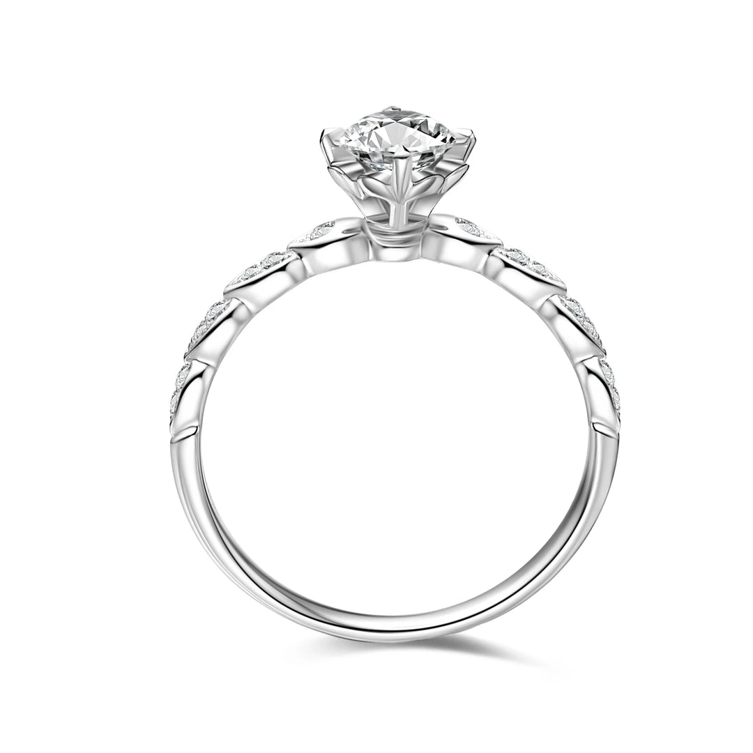 0.50ct Round Lab-Grown Diamond Solitaire Ring with Teardrop Band in White Gold