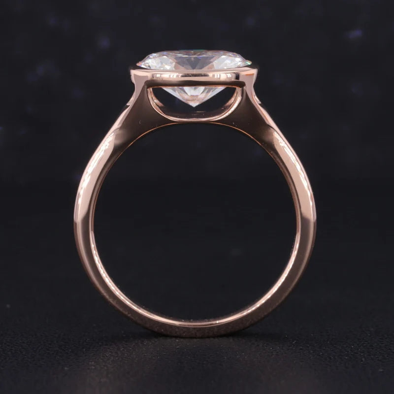 2.50ct Oval Lab-Grown Diamond East-to-West Bezel Set Ring in Rose Gold