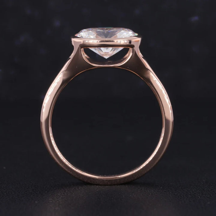 2.50ct Oval Lab-Grown Diamond East-to-West Bezel Set Ring in Rose Gold