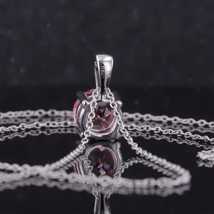 8mm, 2.50ct Round Lab-Grown Pink Sapphire Solitaire Pendant in White Gold