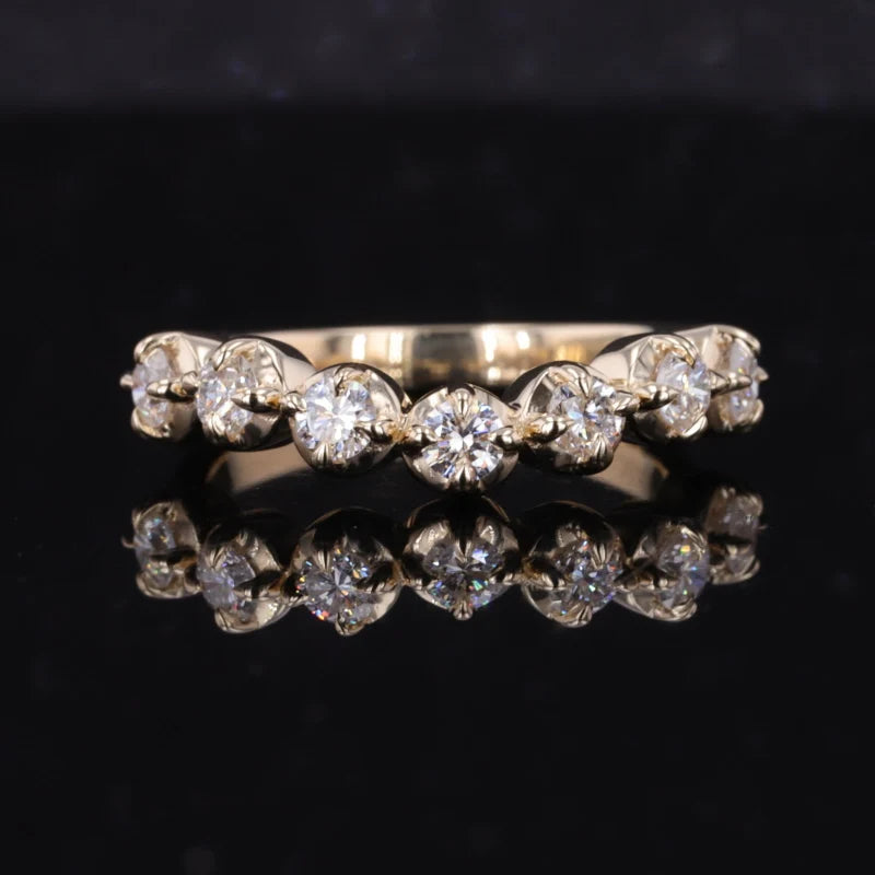 1.5ct Oval Diamond Vintage Ring with Matching 6-Stone Stacking Ring in 10K Solid Yellow Gold