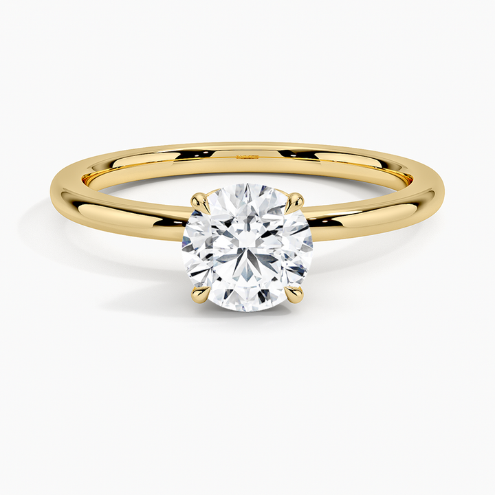 1.00ct Round Lab-Grown Diamond Solitaire Ring with Floral Crown in Yellow Gold