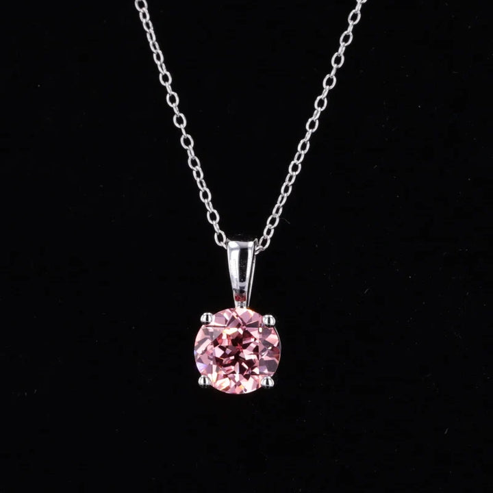 8mm, 2.50ct Round Lab-Grown Pink Sapphire Solitaire Pendant in White Gold