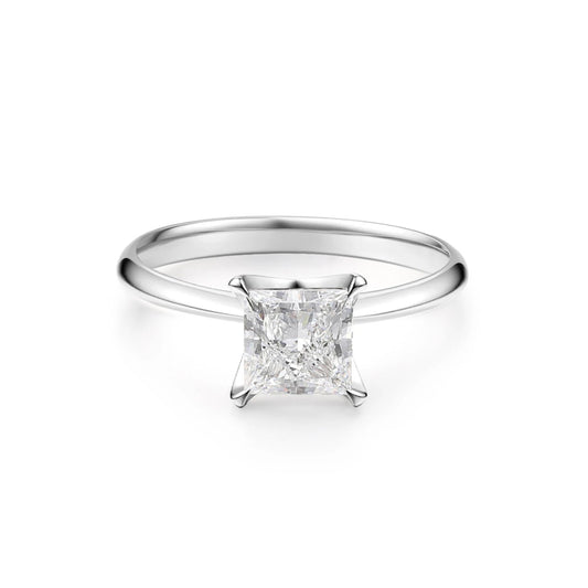 1.00ct Princess Lab-Grown Diamond Solitaire Ring with Claw Prongs in White Gold