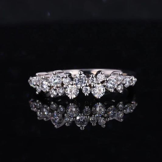 2.5mm Round Cut Moissanite Wedding Ring in 18K Solid White Gold