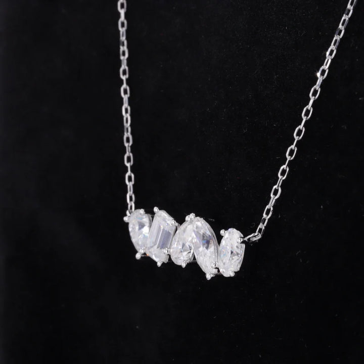Pear, Emerald, Marquise, Oval Cut 5-Stone Moissanite Pendant Necklace in 14K White Gold