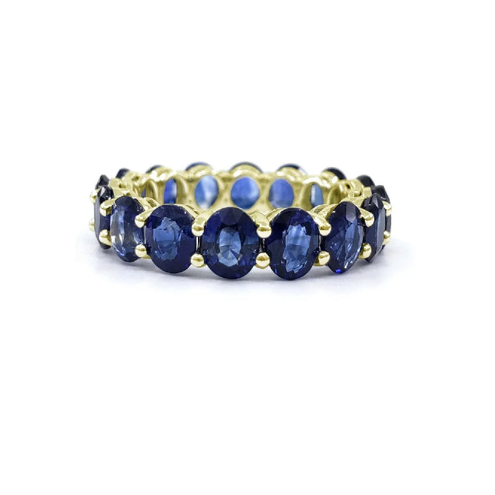 6.76ctw Oval Natural Madagascar Sapphire Full-Eternity Band Ring in 18K Yellow/White/Rose Gold