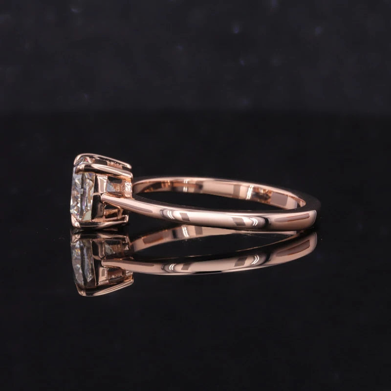 1.00ct Cushion Cut Diamond Solitaire Ring in 18K Solid Rose Gold