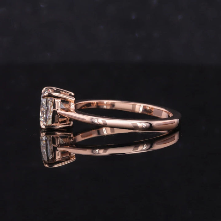 1.00ct Cushion Cut Diamond Solitaire Ring in 18K Solid Rose Gold