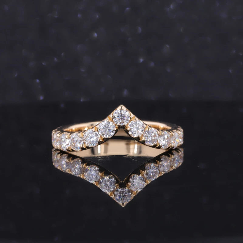 3mm Diamond Elongated Ring in 14K Solid Yellow Gold