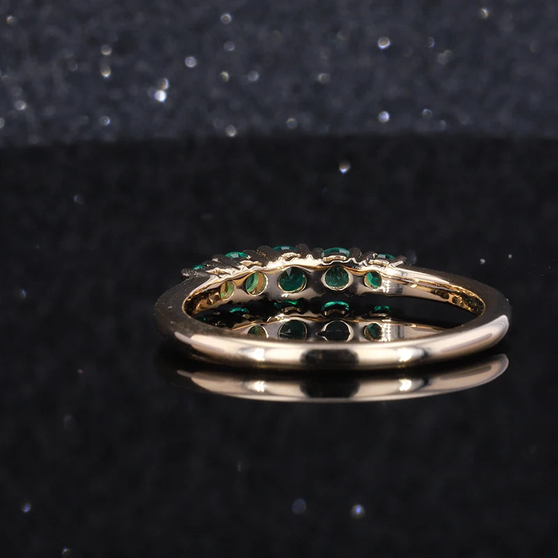 Columbian Emerald Band Ring in 10K Solid Yellow Gold