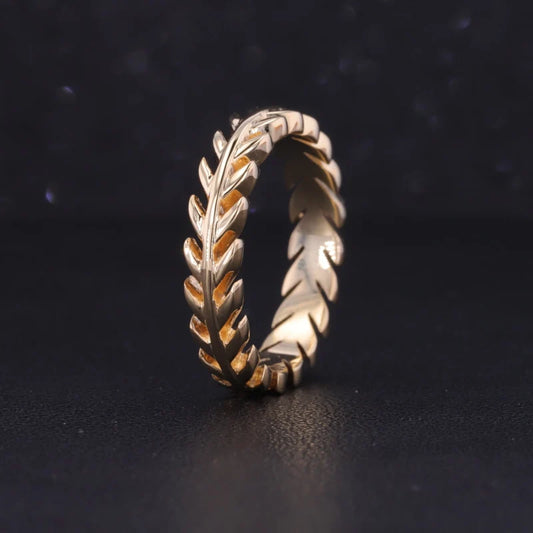 Leaf Vine Ring in 14K Solid Yellow/White/Rose Gold