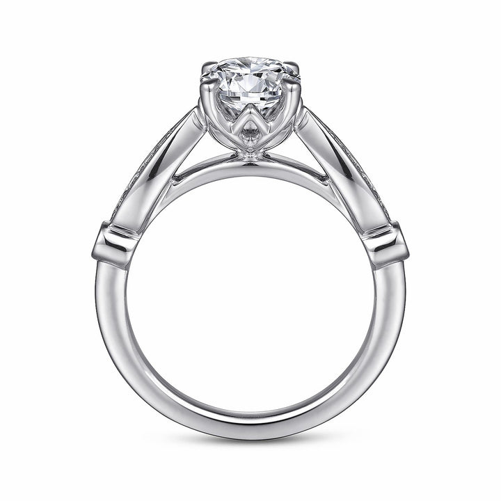 1.00ct Round Lab-Grown Diamond Solitaire Ring with Teardrop Band in White Gold