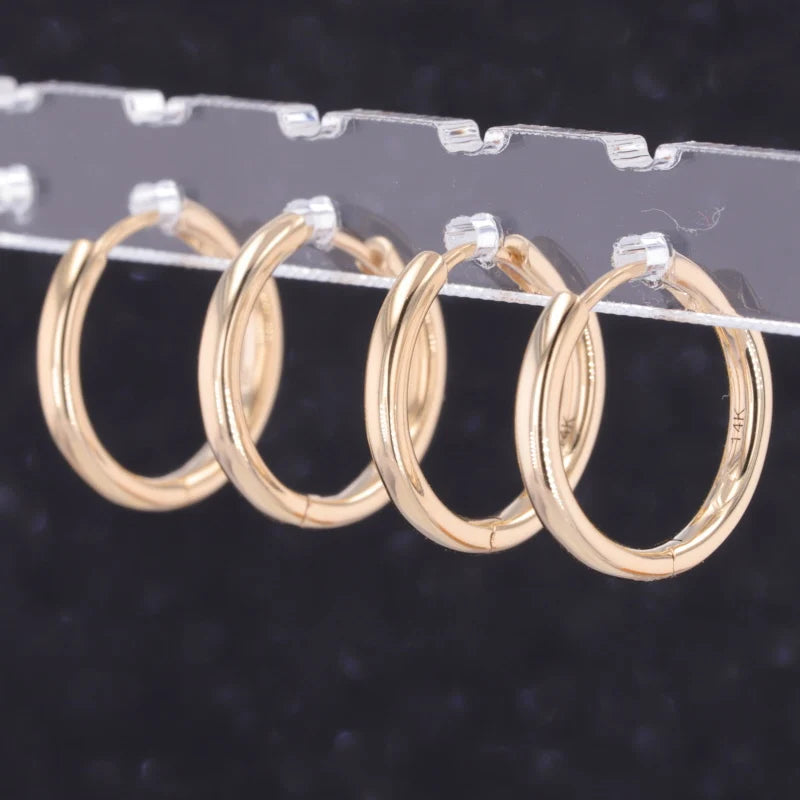Classic gold hoop earrings 15mm, view 8