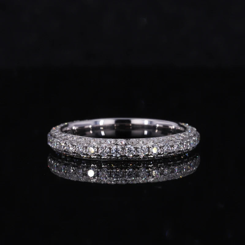 Three Row Diamond Eternity Ring in 18k Solid White Gold