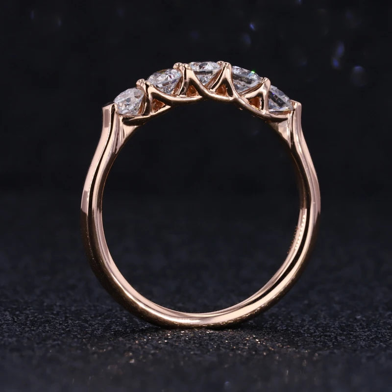 3.45mm Five Stone Diamond Ring in 14K Solid Yellow/White/Rose Gold