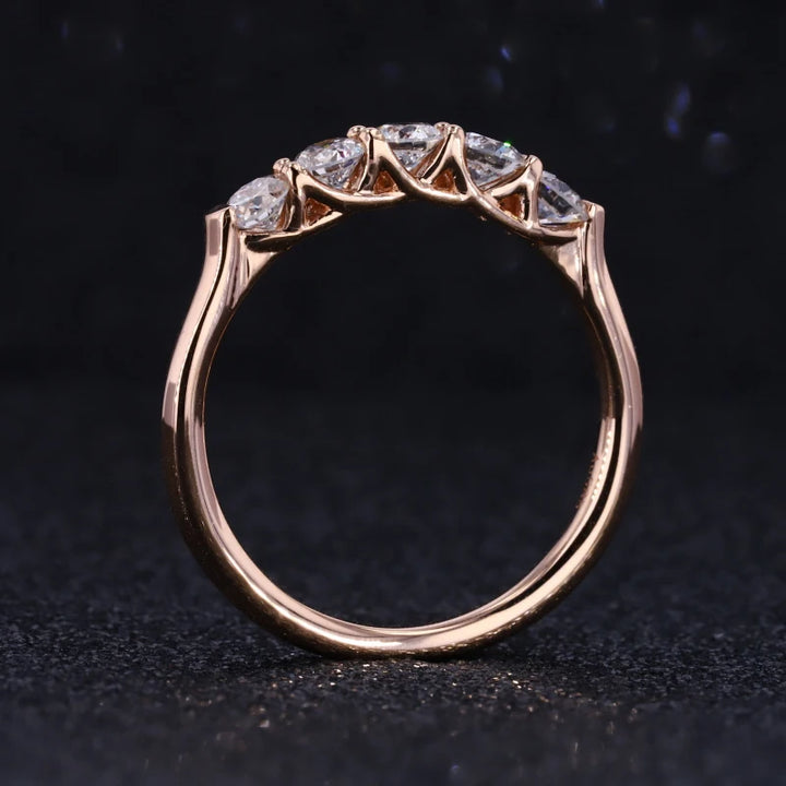 3.45mm Five Stone Diamond Ring in 14K Solid Yellow/White/Rose Gold