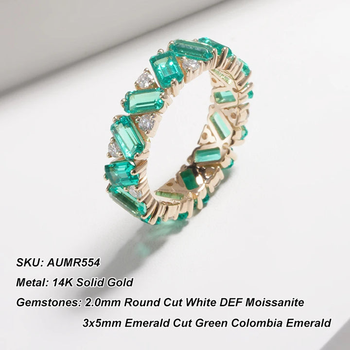Emerald Eternity Ring Collection in 14K Solid Yellow Gold
