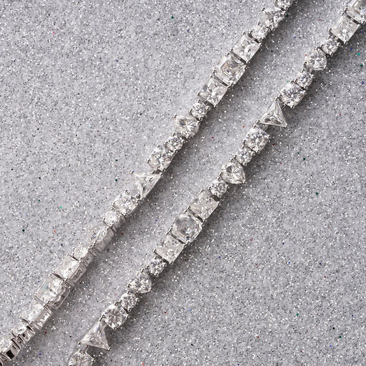 Customized ALL CUTS Moissanite Tennis Chain in 14k White Gold