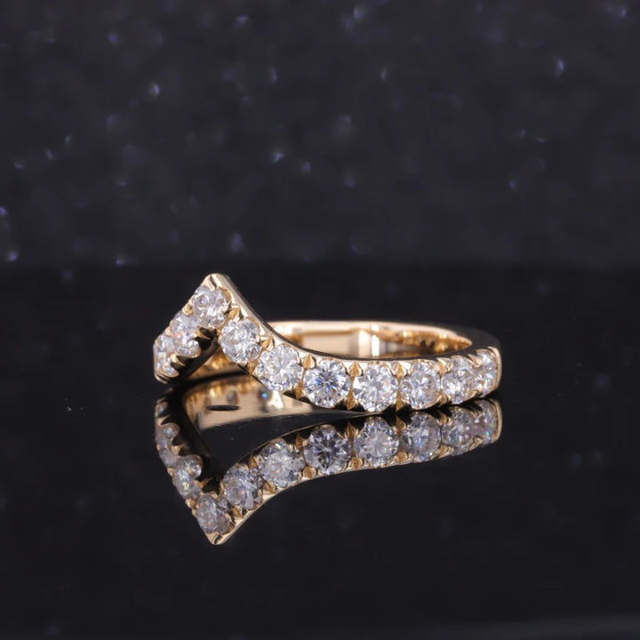 3mm Diamond Elongated Ring in 14K Solid Yellow Gold