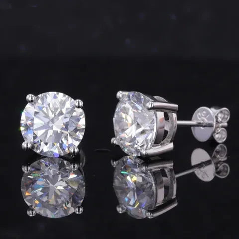 5mm Round Cut Diamond Stud Earrings in 14K Solid White Gold