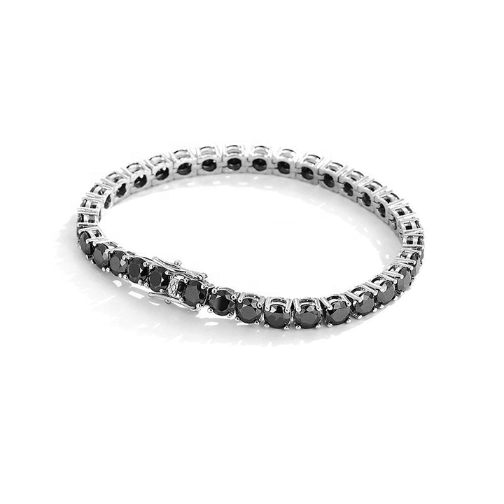 Black Moissanite (2mm-6.5mm) Tennis Bracelet in White Gold-Plated 925 Sterling Silver