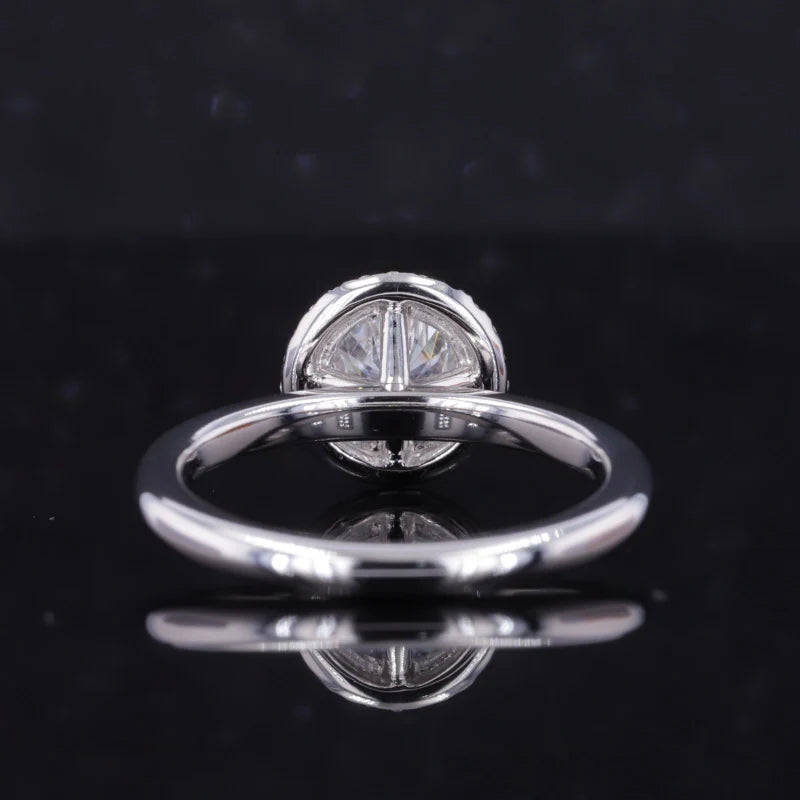 1.00ct Round Cut Diamond with Halo Ring in 10K Solid White Gold