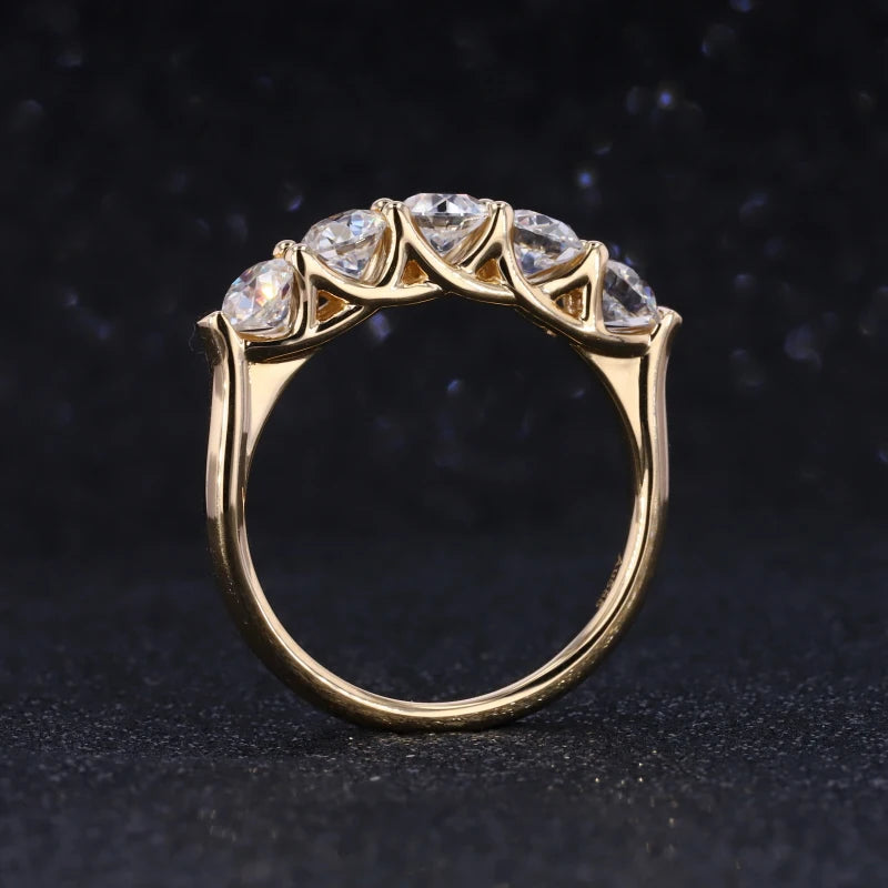 3.45mm Five Stone Diamond Ring in 14K Solid Yellow/White/Rose Gold