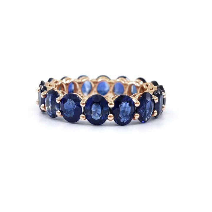6.76ctw Oval Natural Madagascar Sapphire Full-Eternity Band Ring in 18K Yellow/White/Rose Gold