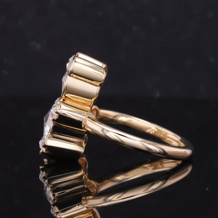 Bear Moissanite Ring in 14K Solid Yellow Gold