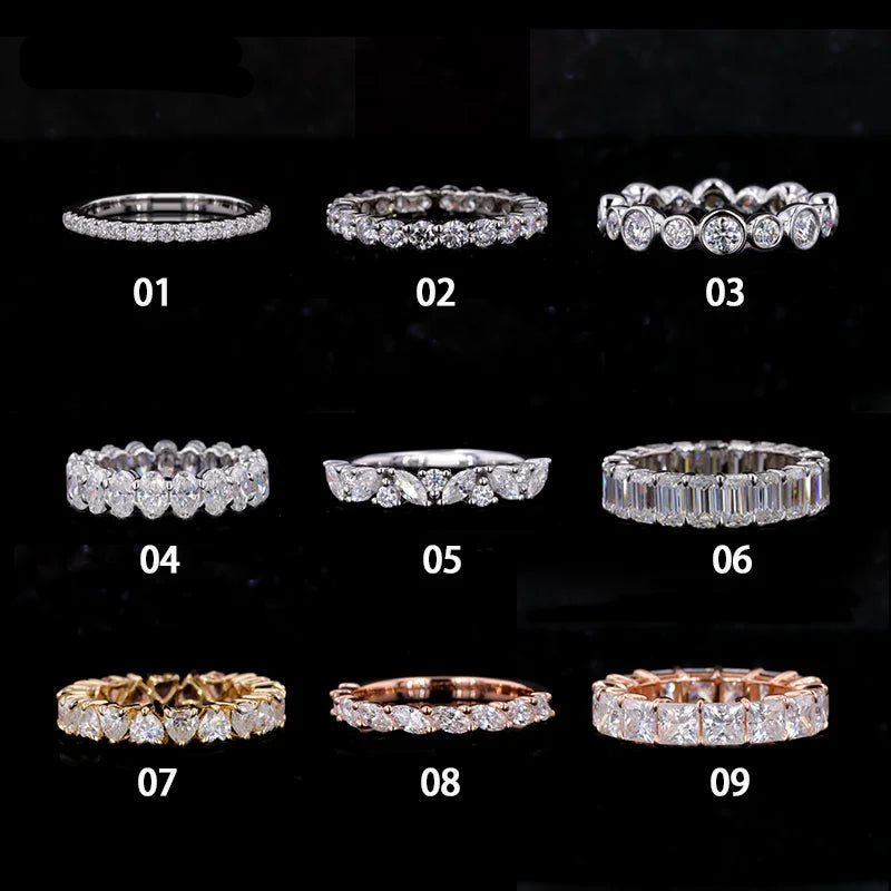 Moissanite Eternity Rings in 14K Solid Gold