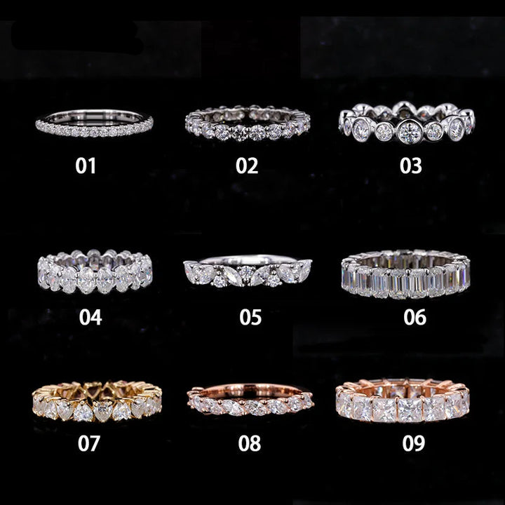 Moissanite Eternity Rings in 14K Solid Gold