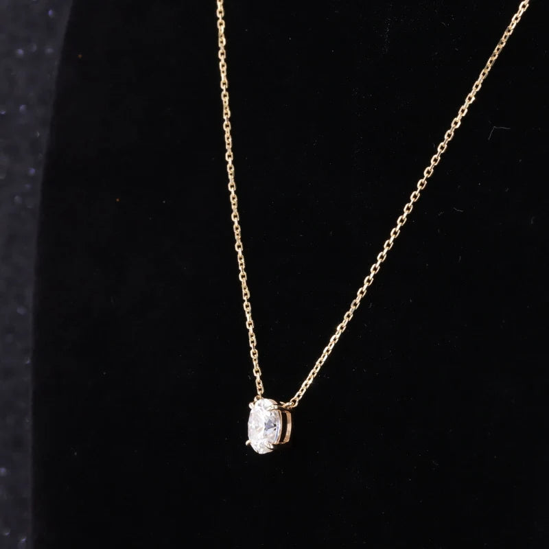 1.25CT Oval Cut Moissanite Pendant Necklace in 14K Yellow Gold