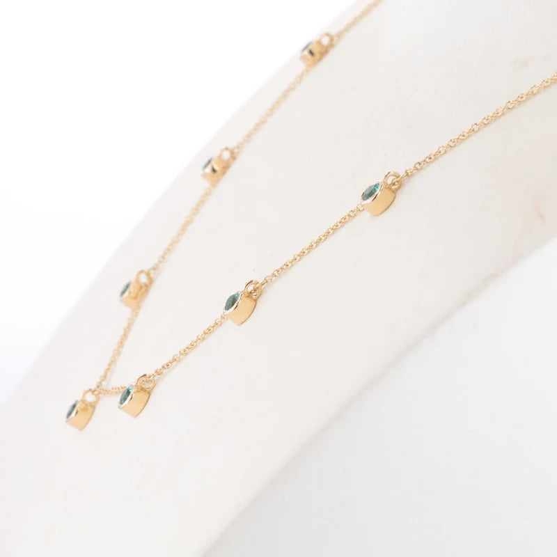 Lab Emerald Pendant Necklace in 10K Yellow Gold