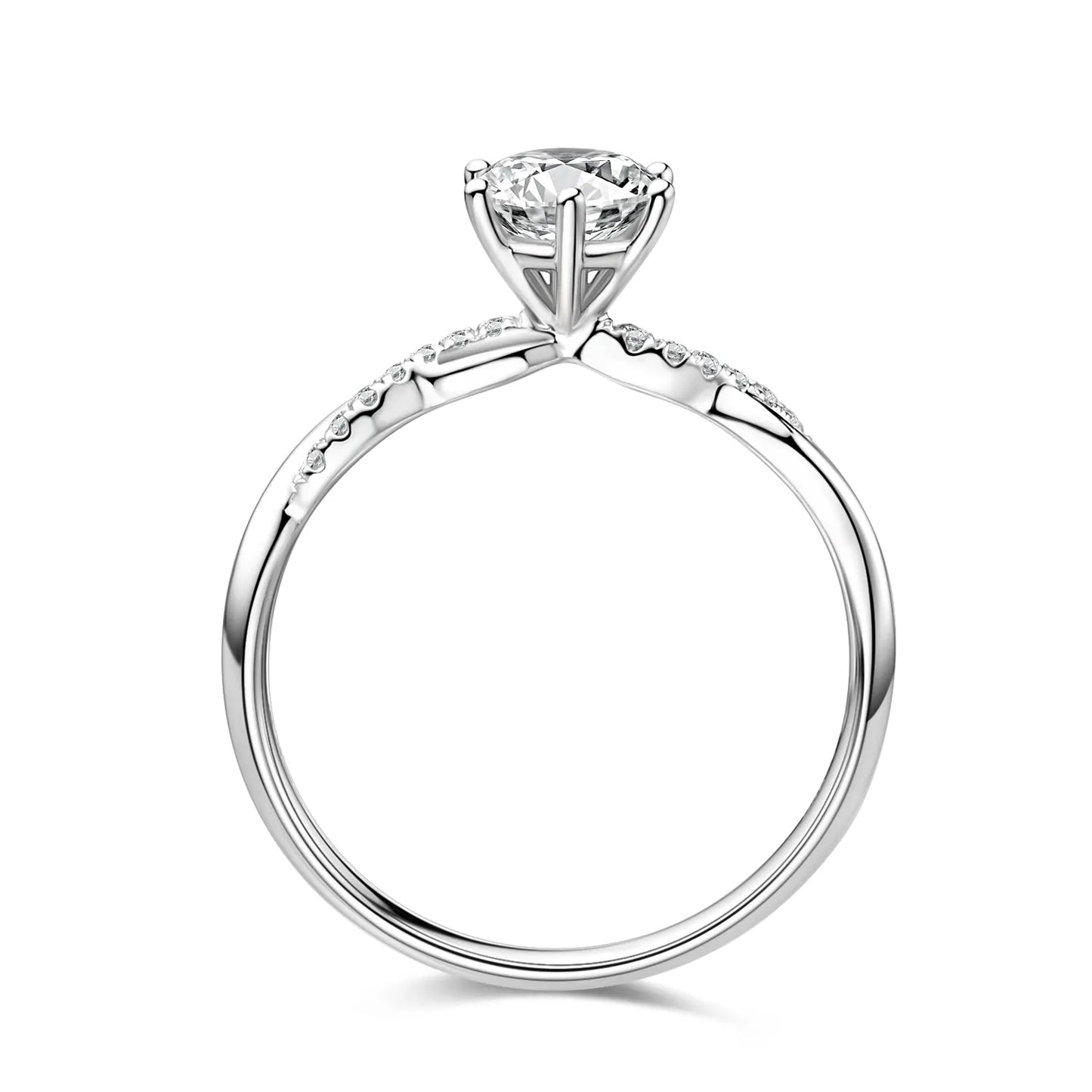 0.50ct Round Lab-Grown Diamond Solitaire Ring with Twisted Band in White Gold