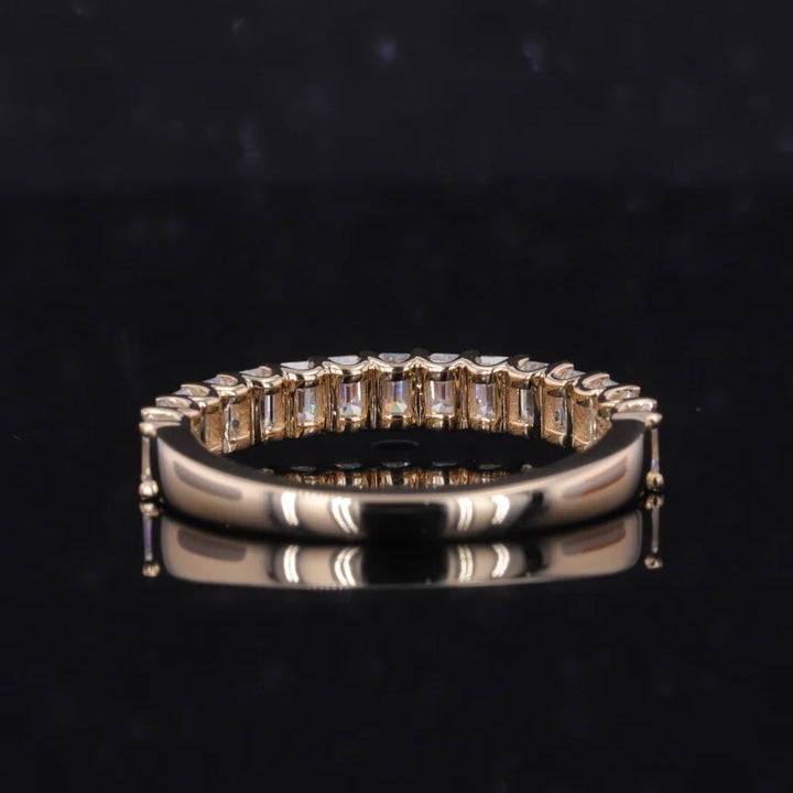 3x5mm, 1.50ctw Emerald Cut Lab-Grown Diamond Half-Eternity Band Ring in Yellow Gold