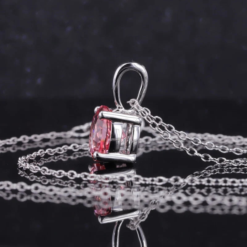 8mm, 2.50ct Round Lab-Grown Pink Sapphire Solitaire Pendant in White Gold