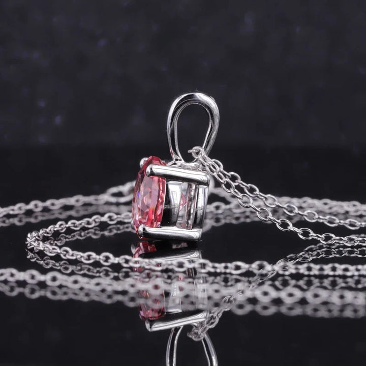 8mm, 2.50ct Round Lab-Grown Pink Sapphire Solitaire Pendant in White Gold