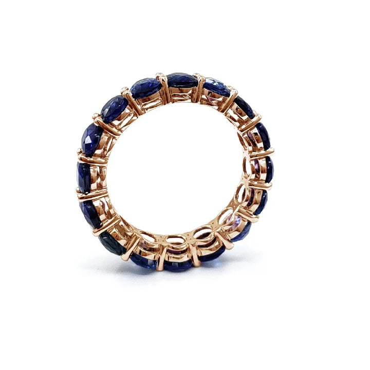 6.76ctw Oval Natural Madagascar Sapphire Full-Eternity Band Ring in 18K Yellow/White/Rose Gold