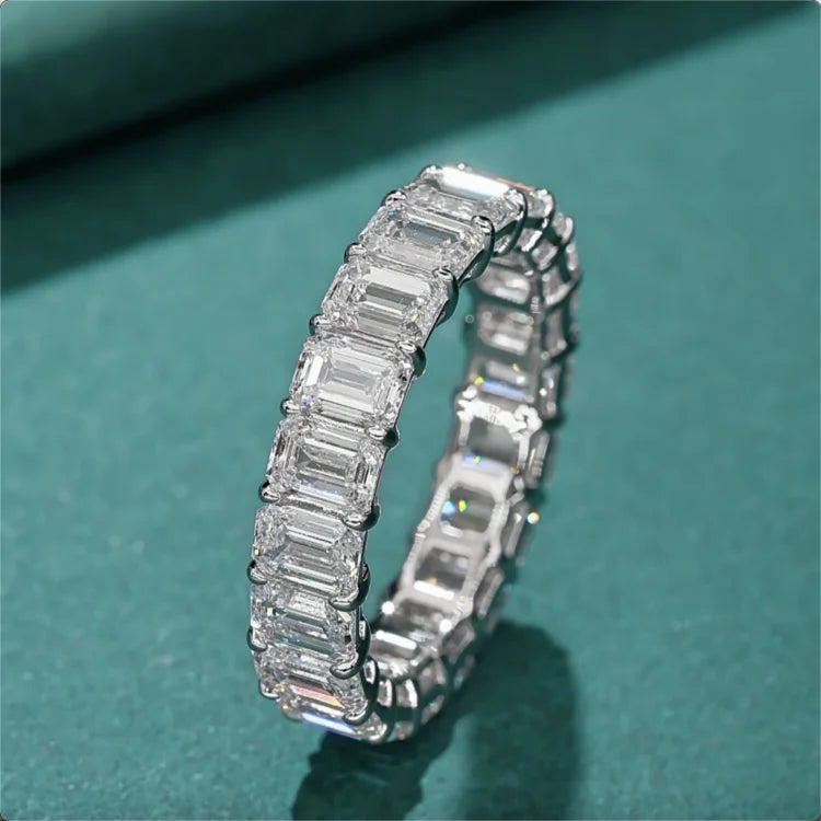 0.1ct/0.3ct Emerald Diamond Eternity Band Ring in 14K Solid White/Yellow/Rose Gold